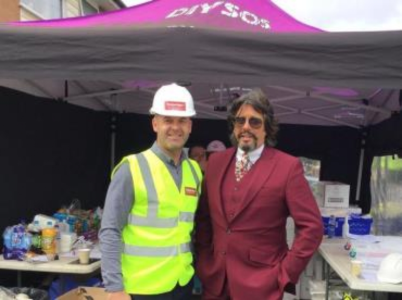 Chris Clark on site with Laurence Llewelyn-Bowen for DIY SOS
